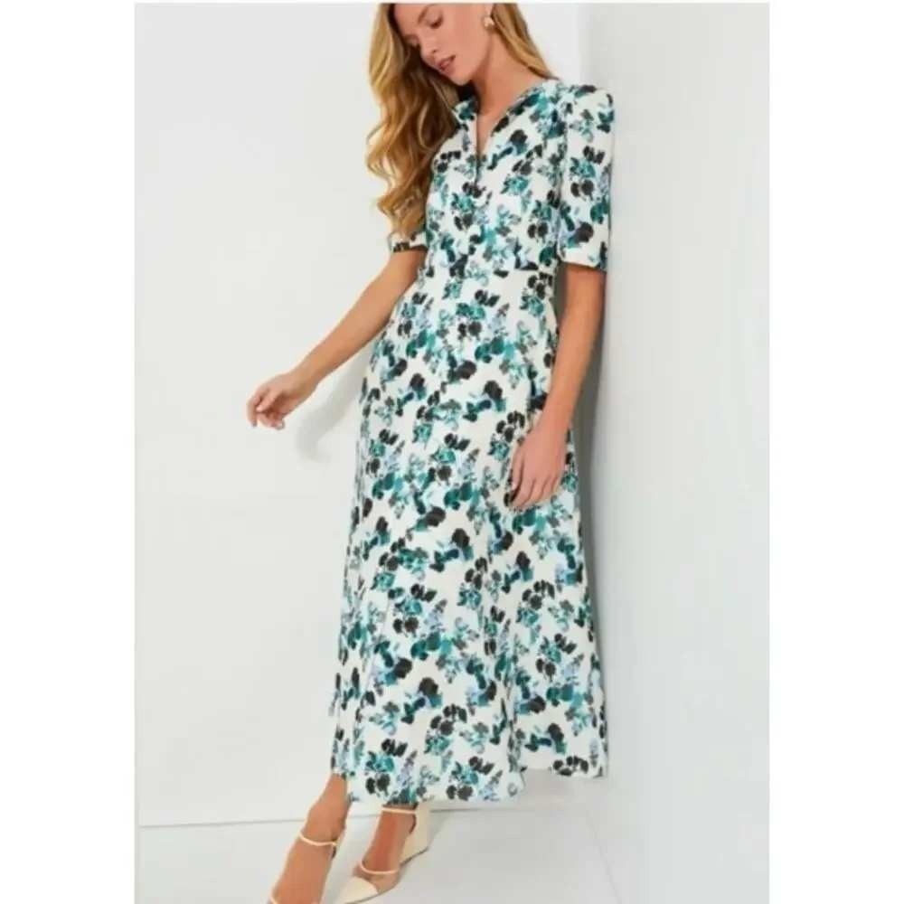 NWT Tuckernuck Blue Blooms Linen Midi/Maxi Dress Size XL Floral Wedding Guest - Picture 3 of 10